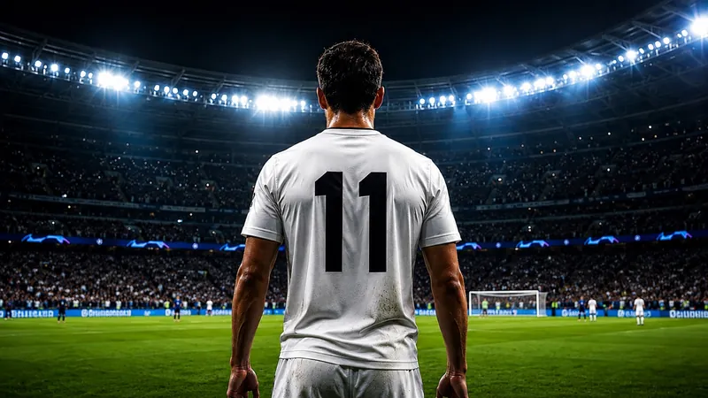 Fußballspieler mit der Rückennummer 11 im Stadion