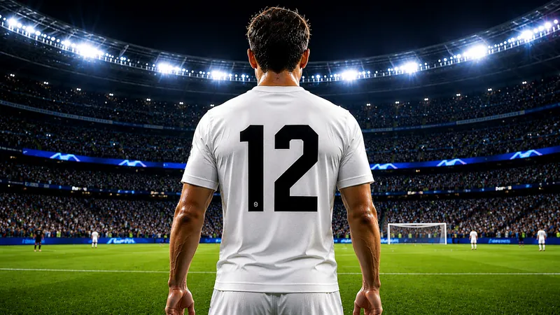 Fußballspieler mit der Rückennummer 12 im Stadion