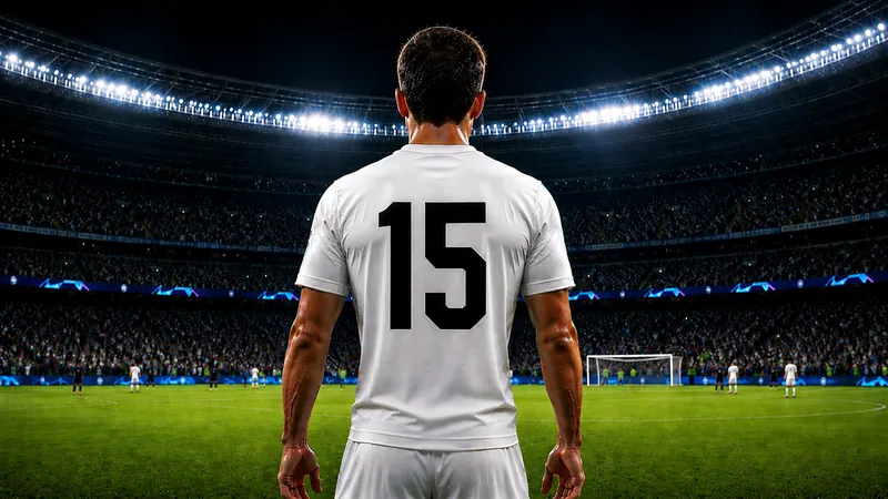Fußballspieler mit der Rückennummer 15 im Stadion