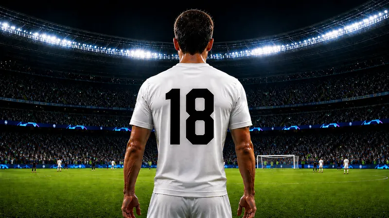 Fußballspieler mit der Rückennummer 18 im Stadion