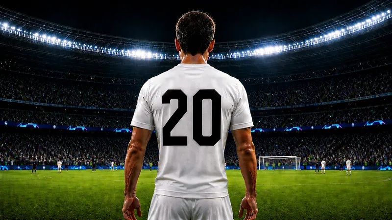 Fußballspieler mit der Rückennummer 20 im Stadion