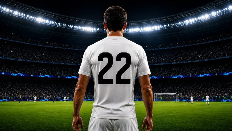 Fußballspieler mit der Rückennummer 22 im Stadion