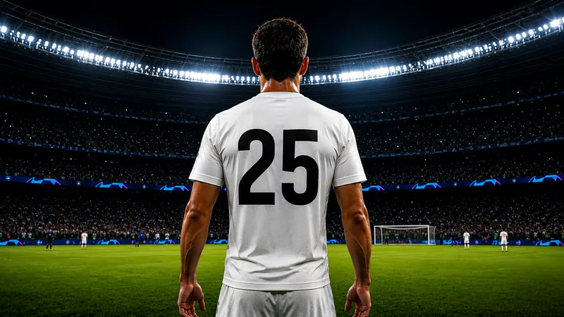 Fußballspieler mit der Rückennummer 25 im Stadion
