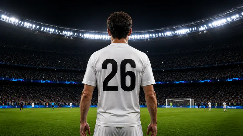 Fußballspieler mit der Rückennummer 26 im Stadion