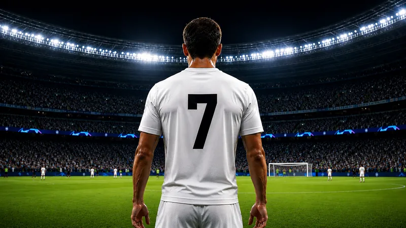 Fußballspieler mit der Rückennummer 7 im Stadion